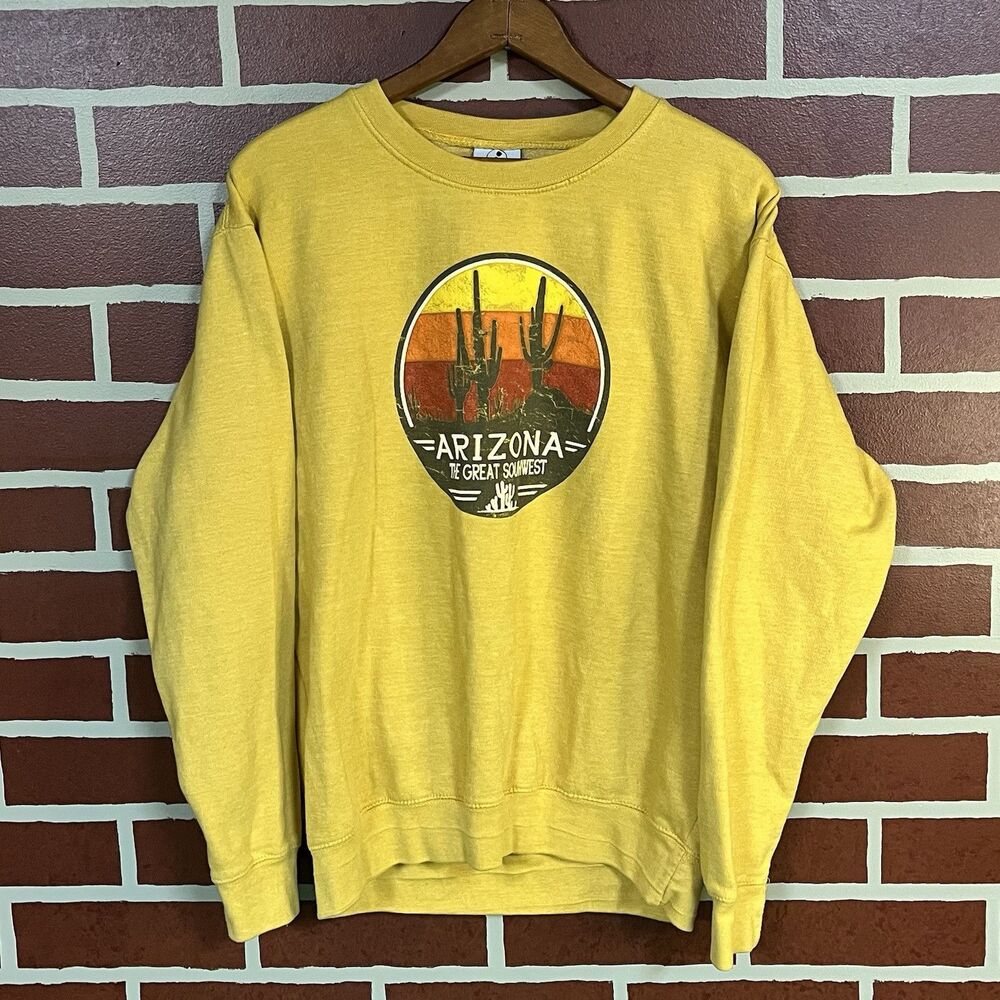 Prairie Mountain Size Medium Mustard Yellow Crew Neck Arizona Sweatshirt Dessert